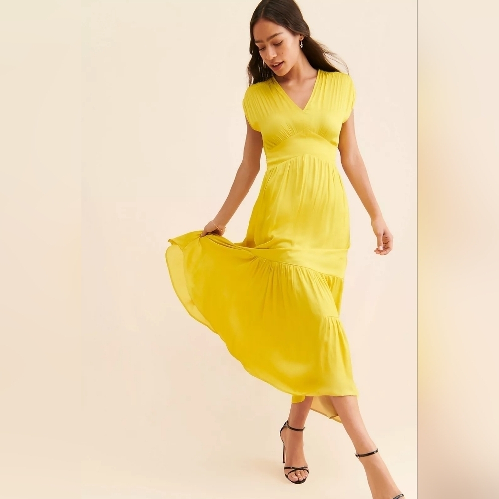 Anthropologie - Du Paradis - Tiered Satin Maxi Dress